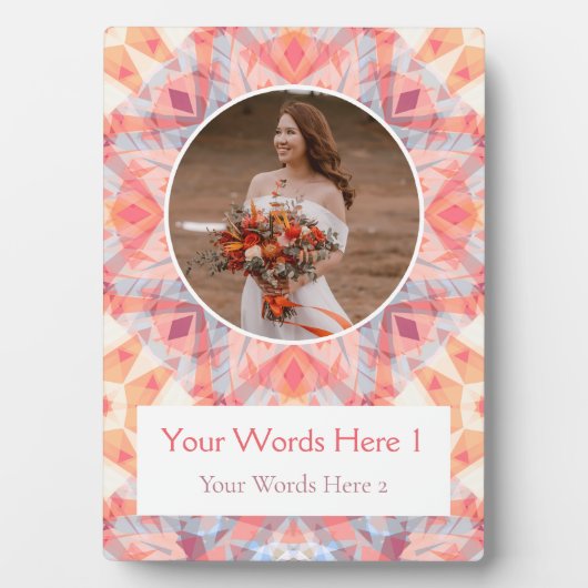 Aangepaste Roze Peach Star bruiloft Jubileum Gift Fotoplaat (voorkant)