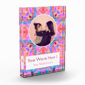 Aangepaste Roze Peach Star Happy Birthday Lady's G Fotoblokken (Links)