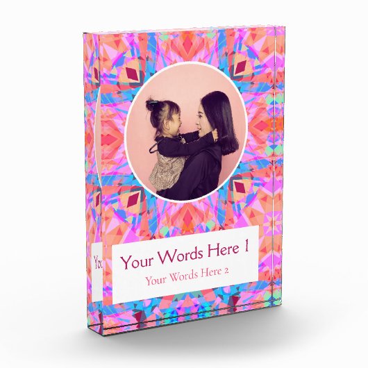 Aangepaste Roze Peach Star Happy Birthday Lady's G Fotoblokken (Links)