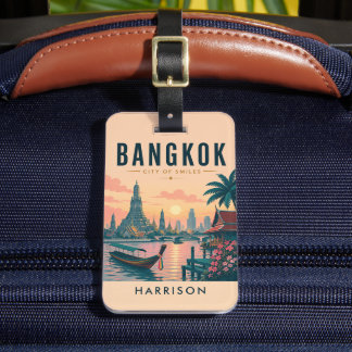Aangepaste roze perzik Thailand Bangkok reis Bagagelabel