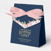 Aangepaste roze pleisterdag marineblauw bedankdoosjes (Voorkant Zijde)