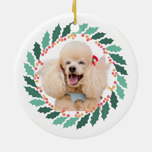 Aangepaste Roze Poedel Silhouet en Foto Ornament (Achterkant)