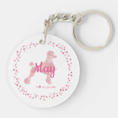 Aangepaste Roze Poedel Silhouet en Foto Sleutelhan Sleutelhanger (Achterkant)