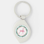 Aangepaste Roze Poedel Silhouet Kerst sleutelhange Sleutelhanger (Voorkant)