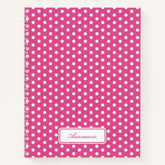 Aangepaste Roze Polka Dot Spiral Notitieboek (Voorkant)