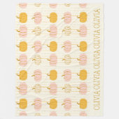 Aangepaste Roze Pompoen Patroon Oranje Gestreepte Fleece Deken (Voorkant)