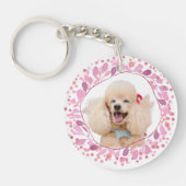 Aangepaste Roze Poodle Silhouet en Foto Sleutelhan Sleutelhanger (Voorkant)