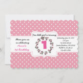 Aangepaste roze pooldot 1e verjaardag Uitnodigings Kaart (Voorkant)