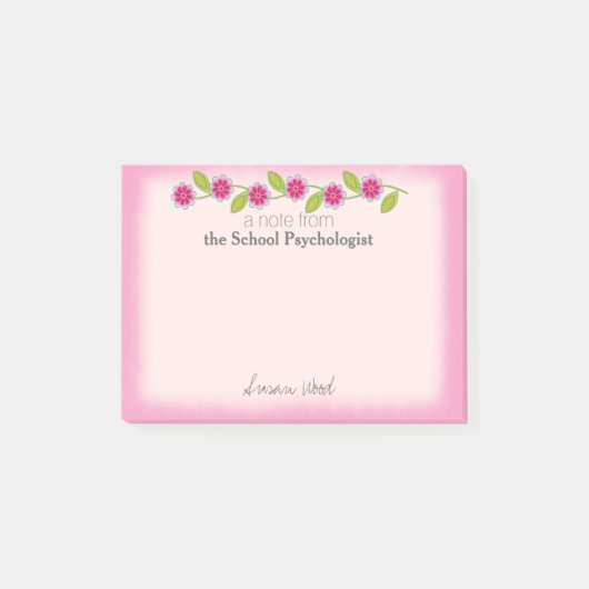 Aangepaste roze Post-it® notes op de Floral School (Voorkant)