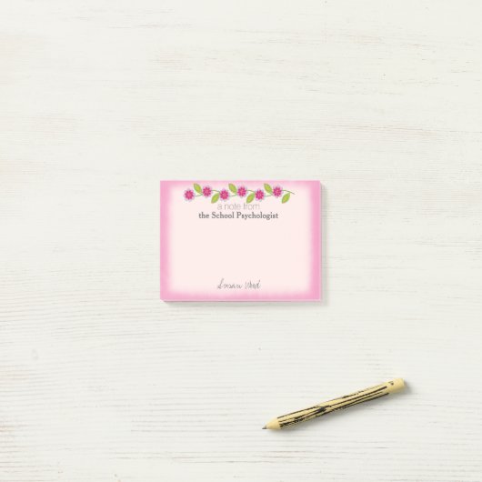 Aangepaste roze Post-it® notes op de Floral School (Op bureau)