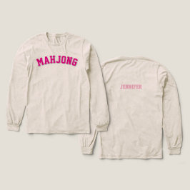 Aangepaste Roze Preppy Varsity Mahjong Grafisch Tri-Blend Shirt