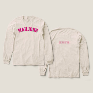 Aangepaste Roze Preppy Varsity Mahjong Grafisch Tri-Blend Shirt