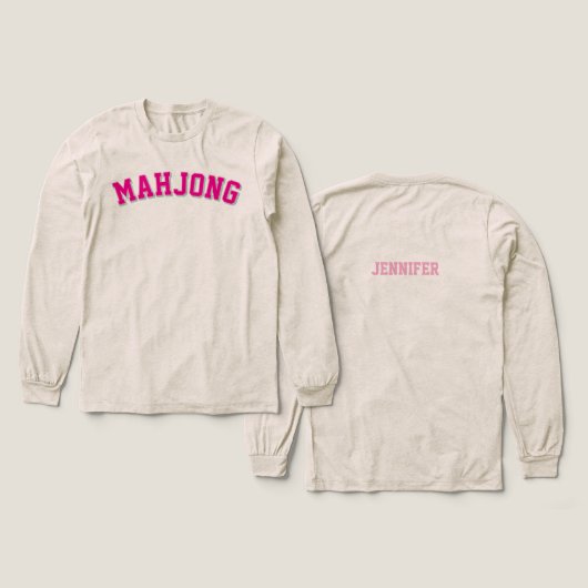 Aangepaste Roze Preppy Varsity Mahjong Grafisch Tri-Blend Shirt (Voorkant /achterkant)