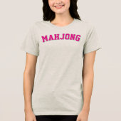 Aangepaste Roze Preppy Varsity Mahjong Grafisch Tri-Blend Shirt (Voorkant)