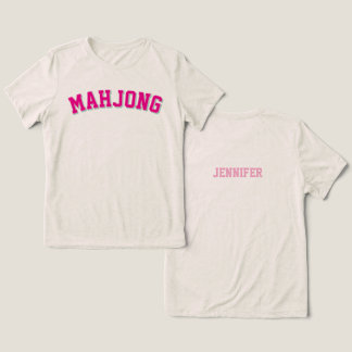 Aangepaste Roze Preppy Varsity Mahjong Grafisch Tri-Blend Shirt