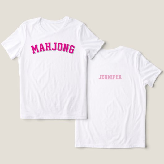 Aangepaste Roze Preppy Varsity Mahjong Grafisch Tri-Blend Shirt (Ontwerp Voorkant & Achterkant)