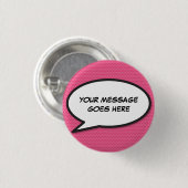 Aangepaste roze pret cartoon tekstballon ronde button 3,2 cm (Voorkant /achterkant)