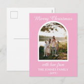 Aangepaste Roze Prettig Kerstmis Foto Feestdagenkaart (Voorkant / Achterkant)