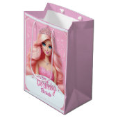 Aangepaste Roze Prinses Gefeliciteerd Medium Cadeauzakje (Voorkant Gekanteld)