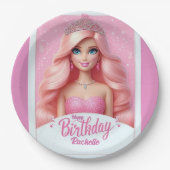 Aangepaste Roze Prinses Gefeliciteerd Papieren Bordje (Voorkant)