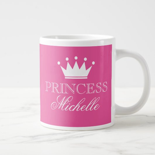 Aangepaste roze prinses kroongrootte 20 oz mok (Rechts)