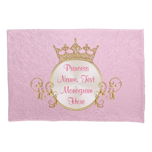 Aangepaste roze prinses Pillow-Hoesje set of 1 Kussensloop (Voorkant-Links)
