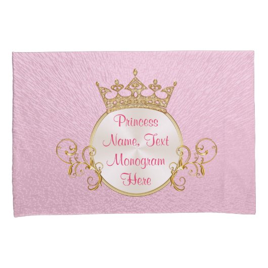 Aangepaste roze prinses Pillow-Hoesje set of 1 Kussensloop (Voorkant-Rechts)