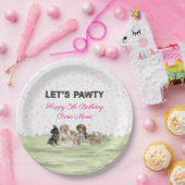 Aangepaste roze puppy Dog Birthday Party Papieren Bordje (Feest)