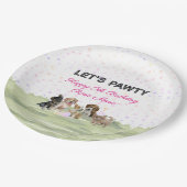 Aangepaste roze puppy Dog Birthday Party Papieren Bordje (Gekanteld)