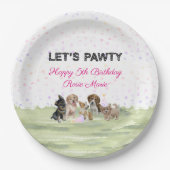 Aangepaste roze puppy Dog Birthday Party Papieren Bordje (Voorkant)