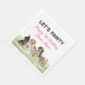 Aangepaste roze puppy Dog Birthday Party Servet (Hoek)