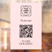 Aangepaste Roze QR-menu | Moderne Logodisplays Raamsticker (Vel 2)