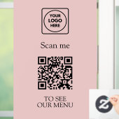 Aangepaste Roze QR-menu | Moderne Logodisplays Raamsticker (Huis)