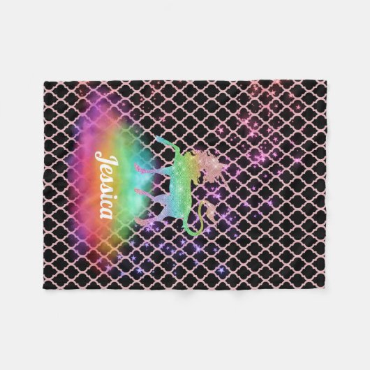 Aangepaste roze Quatrefoil regenboogontsteking Fleece Deken (Voorkant (Horizontaal))