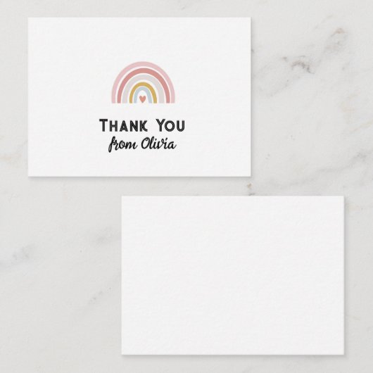 Aangepaste Roze Regenboog dank u Opmerking Kaart v Notitiekaartje (Voorkant / Achterkant)