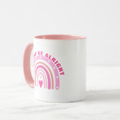 Aangepaste Roze Regenboog Hart Positieve Gezegden Mok (Voorkant links)