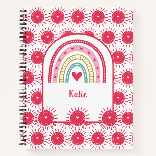 Aangepaste Roze Regenboog Monogram Notitieboek (Voorkant)
