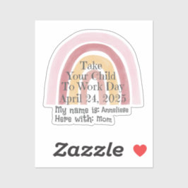 Aangepaste roze regenboog Neem uw kind mee naar he Sticker