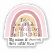 Aangepaste roze regenboog Neem uw kind mee naar he Sticker (Voorkant)