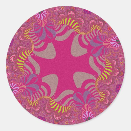 Aangepaste roze regenboogdoorsnede grote ronde Sti Sticker (Voorkant)