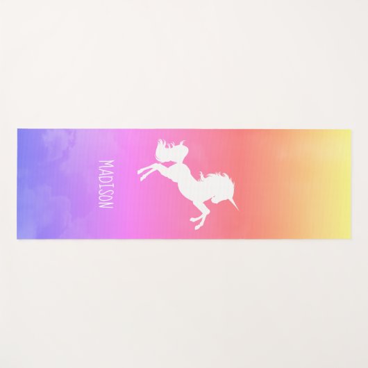 Aangepaste roze regenboogwolken Unicorn Yogamat (Voorkant (horizontaal))