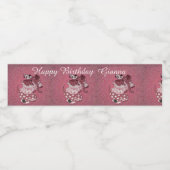 Aangepaste roze retro circus olifant verjaardag waterfles etiket (Enkel label)