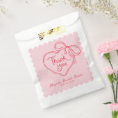 Aangepaste Roze Rode Handgetekende Hart Boog Bedan Bedankzakje (Gezegeld)