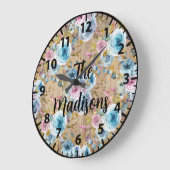 Aangepaste roze rode houten bloemen grote klok (Hoek)