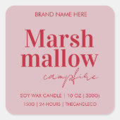 Aangepaste Roze & Rode Kaars Label Sticker (Voorkant)