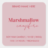 Aangepaste roze & rode kaarslabelsticker vierkante sticker (Voorkant)