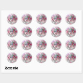 Aangepaste Roze Rode Rozen Aquarel Kunstwerk Blanc Ronde Sticker (Vel)