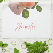 Aangepaste roze rode rozen persoonlijke Waterverf  Theedoek (Gevouwen)