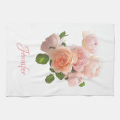 Aangepaste roze rode rozen persoonlijke Waterverf  Theedoek (Horizontaal)