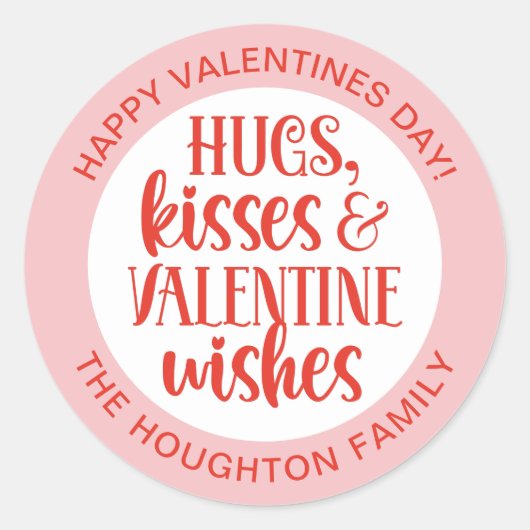 Aangepaste roze rode Valentijn sticker (Voorkant)